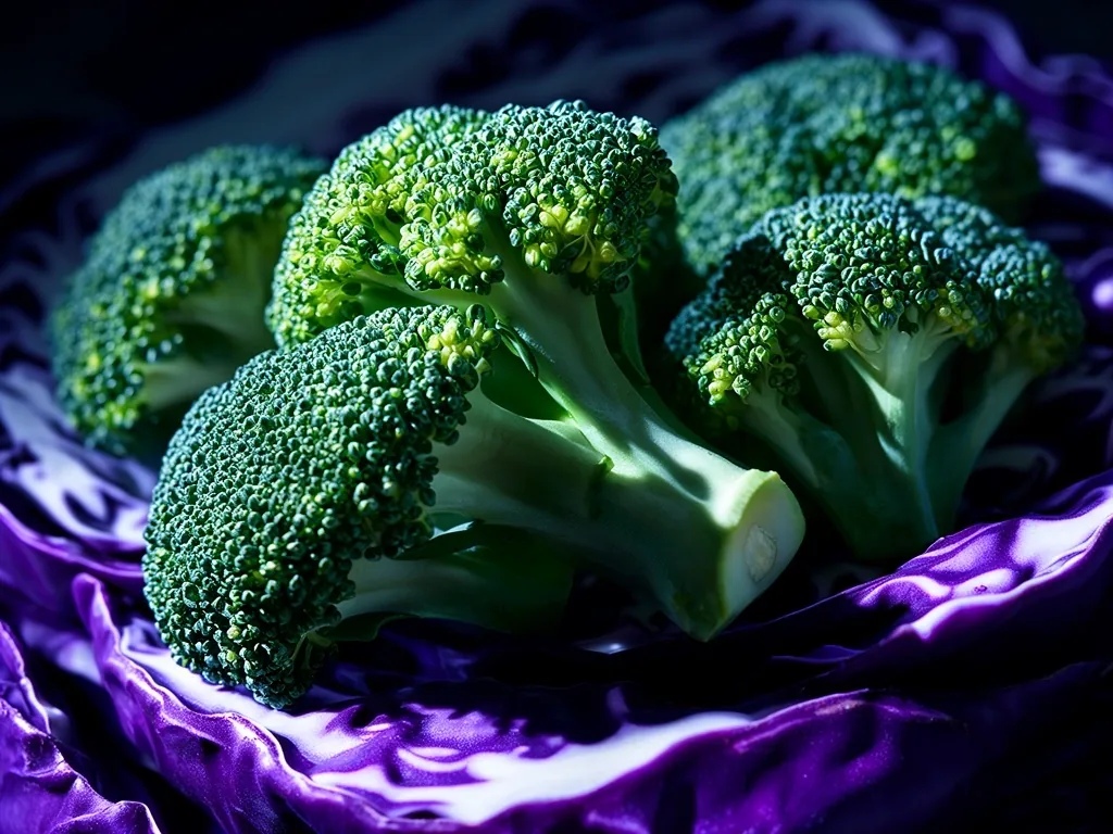 Detailed view of cruciferous vegetables